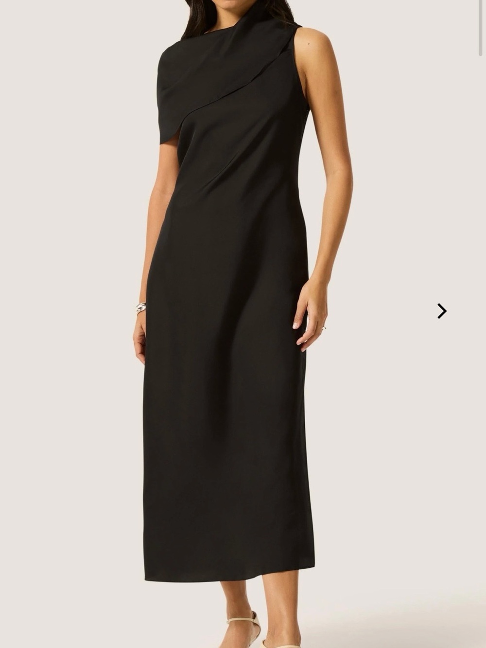 Argent Funnel Neck Dress in Silk Twill black new tags won’t leave up long med! - Picture 2 of 8